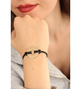 Northcity HOPE (Umutlu) Siyah Deri İpli Unisex Mood Bileklik 5886