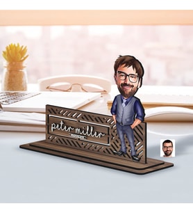 BK Gift Kişiye Özel 3D Kabartma İsimli Baba Karikatürlü Ahşap Biblo-1, Babaya Hediye, Babalar Günü Hediyeleri