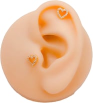 Lexroo 316L Paslanmaz Çelik Kalp Piercing – Helix & Tragus Uyumlu Taşlı Minimal Model – 1 Adet