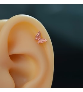 Rose Kelebekli Çelik Piercing Helix Kıkırdak Conch Lob (Çok Renkli)