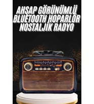 Nostaljik Görünümlü Ahşap Radyo TF SD USB Girişli Led Fener Işıklı