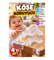 4'lü Şeffaf Mobilya Köşe Koruyucu Seti – Çocuk Güvenlik Masa ve Sehpa Aparatı
