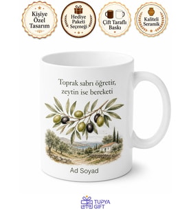 Zeytin Hasadı Ege Çiftçisine Barış Bereket Dalı Kupa Bardak Hediye
