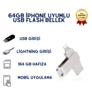 64GB iPhone Uyumlu USB Flash Bellek OTG Destekli Lightning ve USB Girişli Taşınabilir Hafıza