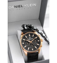 Daniel Klein Erkek Kol Saati 30 Metre Suya Dayanıklı Deri Kordon + Bileklik Hediyeli VS.BLKT.0821 (Rose)