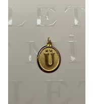14 Ayar Altın Ü Harfi Nostalji Oval Kolye Ucu