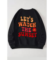 Unisex Let's Baskılı Bisiklet Yaka Sweatshirt (Siyah)