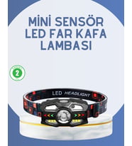 El Sensörlü Led Far Suya Dayanıklı Şarjlı Kafa Lambası