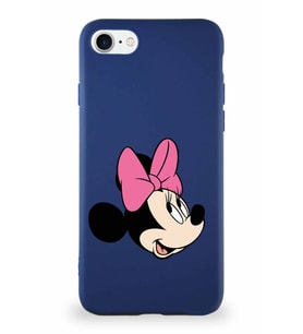 Apple iPhone SE 2020 Soft Premier Kapak Minnie Mouse-A Tasarımlı Silikon Kılıf - Lacivert (Şeffaf)