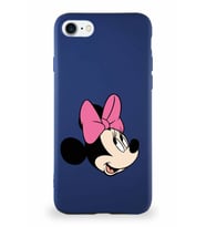 Apple iPhone SE 2020 Soft Premier Kapak Minnie Mouse-A Tasarımlı Silikon Kılıf - Lacivert (Şeffaf)