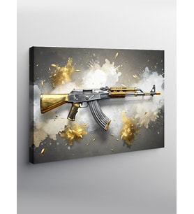 Kanvas Tablo Ak-47 Gold Rengi