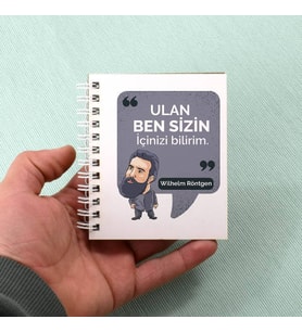 Wilhelm Röntgen Esprili Mesajlı Not Defteri Hediyelik