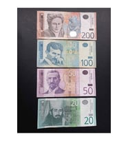 2013 - 2014 sırbistan 20/50/100/200 dinar eski yabancı kağıt para (Çok Renkli)