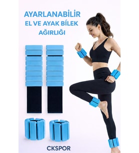 Yeni Nesil Ayarlanabilir El ve Ayak Bilek Ağırlığı  2 Adet, Çıkartılabilir Bloklu Silikon (Mavi)