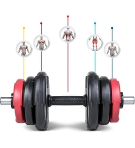 Kırmızı Spor 18 Kg (1x 18kg) Dambıl Seti Kırmızı Siyah Vinyl 18 kg Dambıl Seti