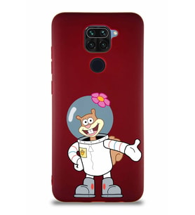 Xiaomi Redmi Note 9 Soft Premier Kapak Sandy Tasarımlı Silikon Kılıf - Mürdüm (Şeffaf)
