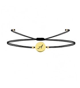 Alberaccessories 925 Ayar Gümüş Tasarım 14 K Gold Kaplama Ip Örgü A Harf Şans Bileklik