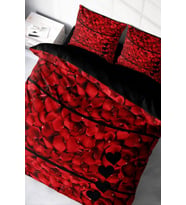 Çift Kişilik ( Lastikli Çarşaflı ) %100 Pamuk Saten Nevresim Takımı Rose Feather