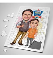 Karizmatik Baba ve Oğlu Karikatürlü Puzzle