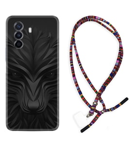 Huawei Nova Y70 Y90 Nova 9 SE  Kılıf Boyun Asklı Rasta Silikon Black Fox 1325