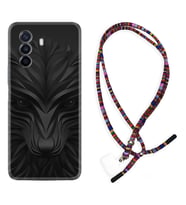 Huawei Nova Y70 Y90 Nova 9 SE  Kılıf Boyun Asklı Rasta Silikon Black Fox 1325