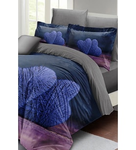 Çift Kişilik ( Lastikli Çarşaflı ) %100 Pamuk Saten Nevresim Takımı Wool Heart