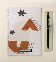 Kişiye Özel Hediye Kutusunda Co Notes Marka Noktalı Defter & Siyah Renk Roller Touch Pen Kalem Seti - GDTK-909148