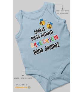 Herkes Bıksa Benden Anneannem Bana Doymaz Baskılı Bebek Zıbını  %100 Pamuk Sıfır Kol