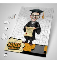 Kişiye Özel Hediye Mezun Öğrenci Karikatürlü Puzzle