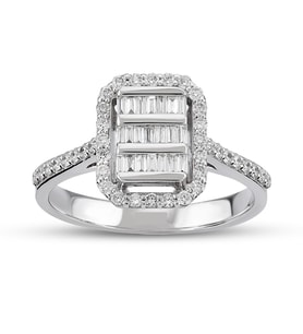 0.42 Ct Baget Pırlanta Yüzük B4 (Çok Renkli)