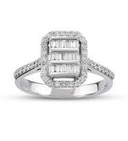 0.42 Ct Baget Pırlanta Yüzük B4 (Çok Renkli)
