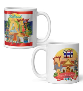 Tayland Kupa Bardak 2 Adet Seyahat Hatıra Thailand Mug