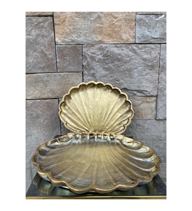Dekoratif Polyester İkili İstiridye Tepsi Sunumluk Gold