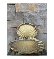 Dekoratif Polyester İkili İstiridye Tepsi Sunumluk Gold