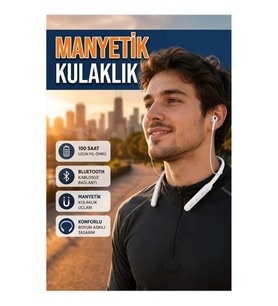 Manyetik Başlıklı Bluetooth Kulaklık 100 Saat Kullanım Süreli Boyun Askılı Kablosuz Kulaklık