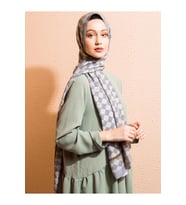 Geometrik Desen Modal Seri Şal Eşarp Askısı ile Birlikte 75x190 cm Gümüş-75x190 
