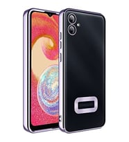 coverzone Samsung Galaxy A04E ile uyumlu K?l?f Kamera Korumal? Logo G�steren Parlak renk kenar �izgileri ile ??k bir tasar?m Colored Z-Omega Kapak (L?LA)