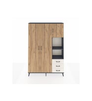 Arges Dolap 5 Raflı 3 Çekmeceli Tek Askılı 132x30x195 Antrasit-Çam/Aytaşı