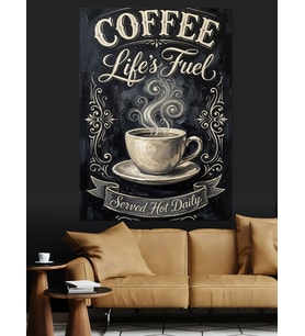 Coffee Life'S Fuel Klasik Kafe Dekoratif Kanvas - Mdf Ahşap Tablo
