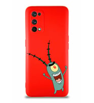 Realme 7 Pro Soft Premier Kapak Plankton Tasarımlı Silikon Kılıf - Kırmızı (Şeffaf)