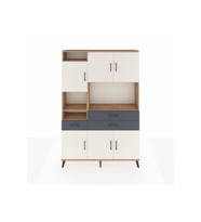Arges Dolap 9 Raflı 3 Çekmeceli 6 Kapaklı 132x30x195 Çam-Aytaşı/Antrasit