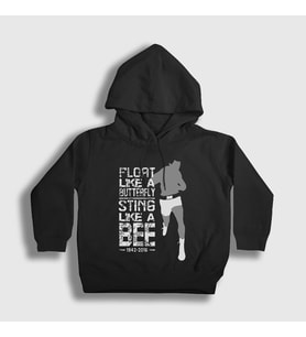 Presmono Unisex Çocuk Siyah Butterfly Muhammed Ali Kapüşonlu Sweatshirt 230080tt