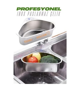 ModaCar Inox Lavabo Köşe Süzgeci Organizer 304 Paslanmaz Çelik