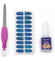 Takma Tırnak Kit Yapıştırıcılı Press On Nail Set Kolay Tak Çıkar Dayanıklı Manikür Aksesuarı,Tam Set Takma Tırnak Manikür Kiti Yapıştırıcı Ve Törpülü Hazır Tırnak Seti Ev (Mavi)