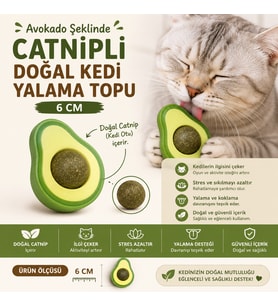 Avokado Şeklinde Catnipli Doğal Kedi Yalama Topu 6 Cm