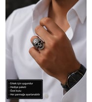 Skull Reaper Adjustable Ring Kuru Kafa Ayarlanabilir Erkek Yüzüğü