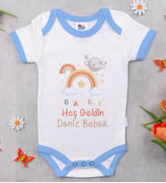 BK Kids İsimli Hoş Geldin Bebek Tasarımlı Mavi Bebek Body Zıbın-10