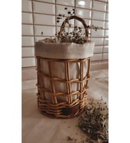 Mutfak Düzenleyici Sepet Rattan Hasır 20 cm, Kılıf Dahil