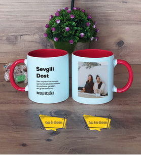Arkadaşa Hediye Kupa Bardak Kırmızı Fotoğraflı Sevgili Dost