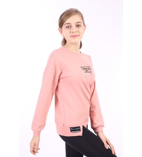 Toontoy Kız Çocuk Baskılı Sweatshirt (Koyu Pudra)